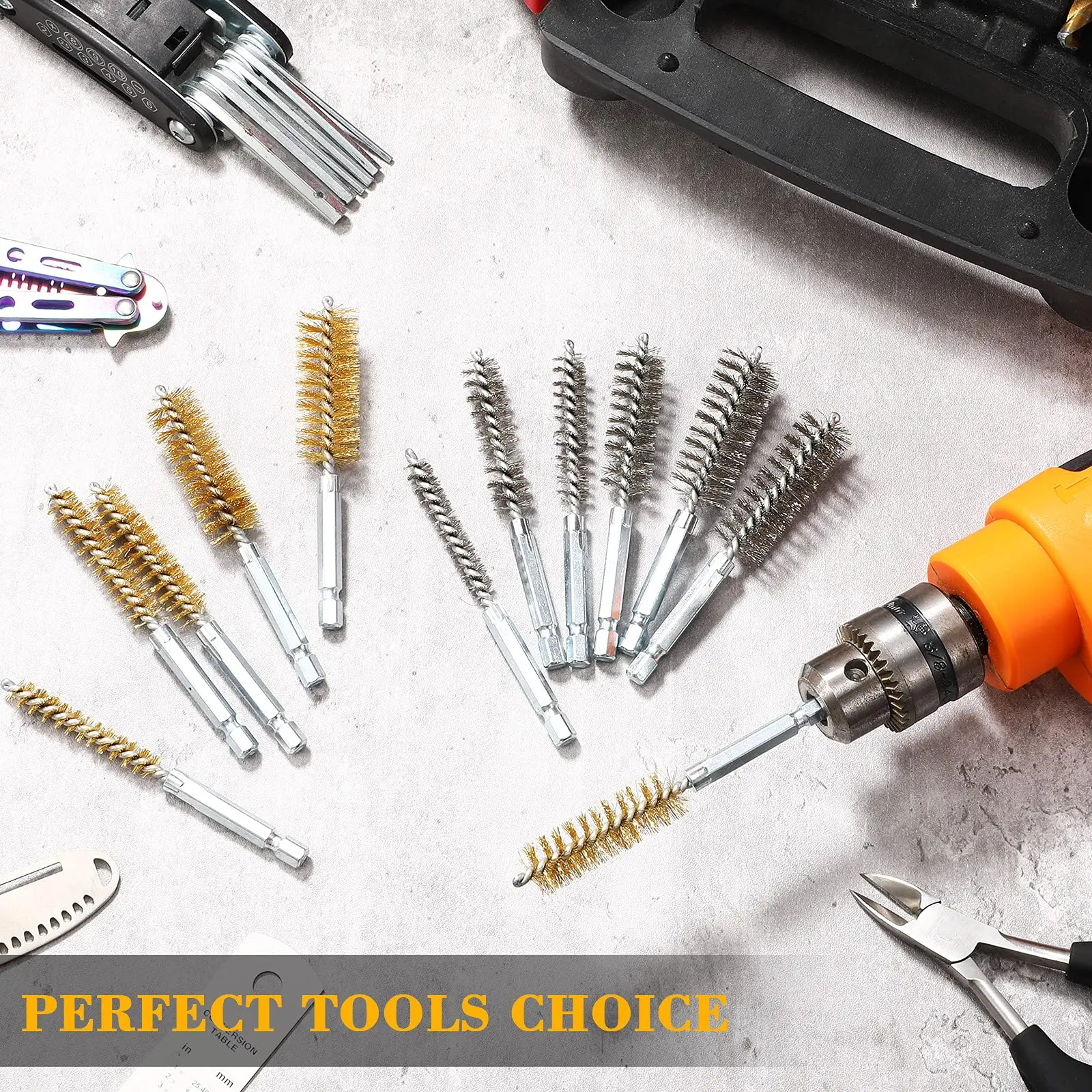 Steel Bore Wire Brush Twisted Wire Stainless Steel Cleaning Brush With Handle 1/4 Inch Hex Shank for Power Drill Impact Driver 6