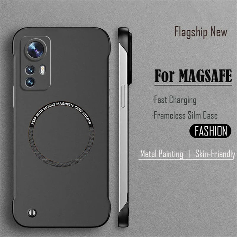 Luxury Ultra Thin Frameless Magnetic Phone Case with Matte Finish and Wireless Charging Compatibility