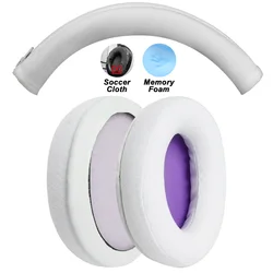 Premium Replacement Memory Foam Ear Pads with Protein Leather Finish (White Cloth Combo)