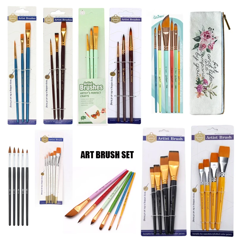 Set Di 10 Pennelli Per Pittura Del Viso E Body Art – Professionali In Nylon – Ideali Per Acrilici, Tela, Rocce E Trucco