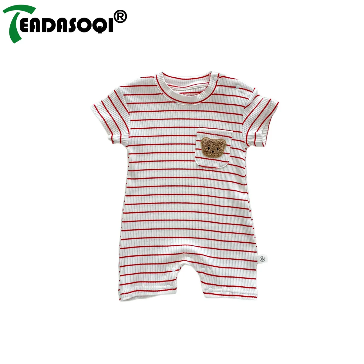 

Summer One-pieces Toddler Romper 아동복 Newborn Baby Girls Boys Stripe Packet Patch Bear Outwear Infant Kids Cotton Jumpsuits