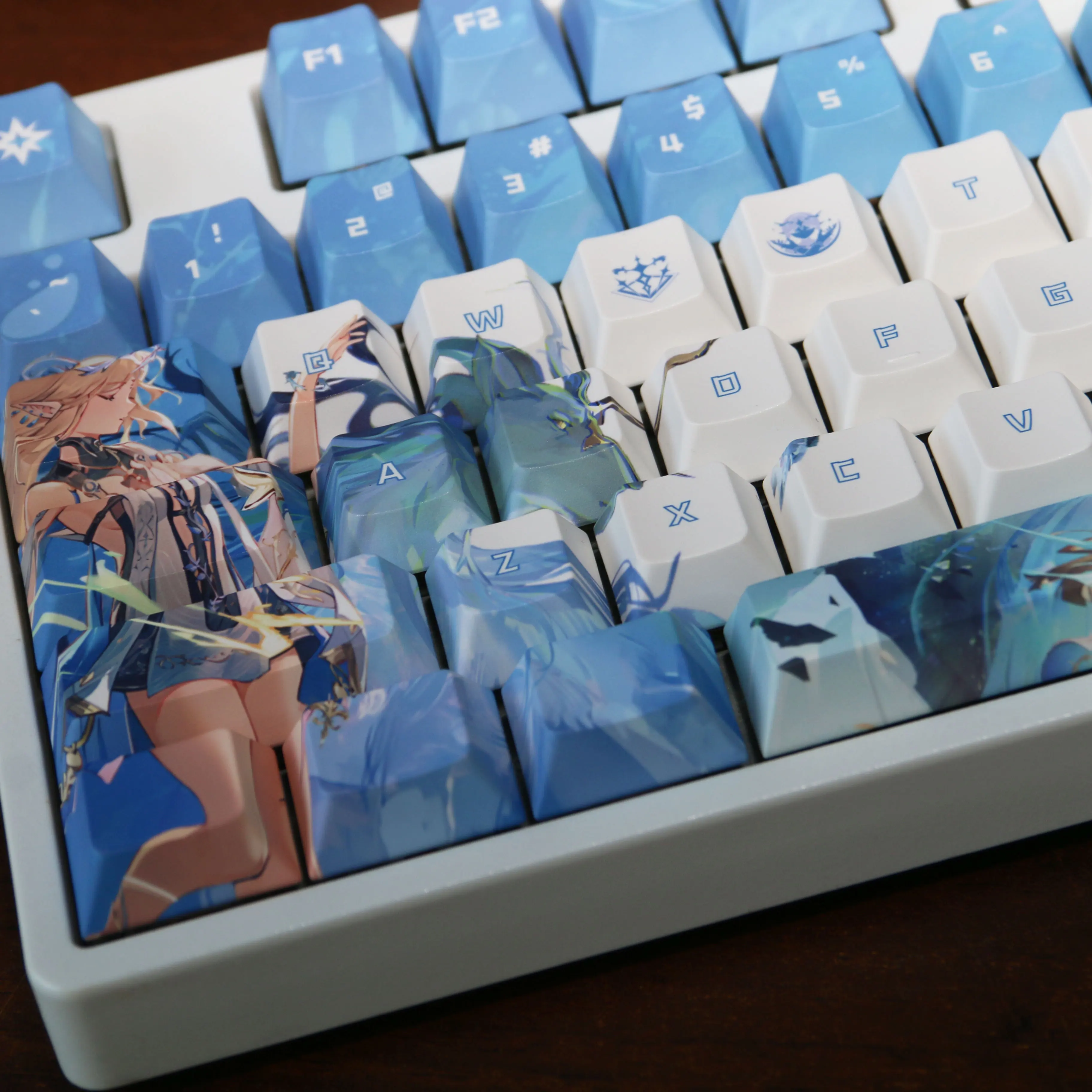 Wuthering Waves Cartethyia Mechanical Keycaps Cosplay Requisiten Axis Side Gravierte PBT 120-Tastenkappen Gaming-Tischzubehör – Detail 6