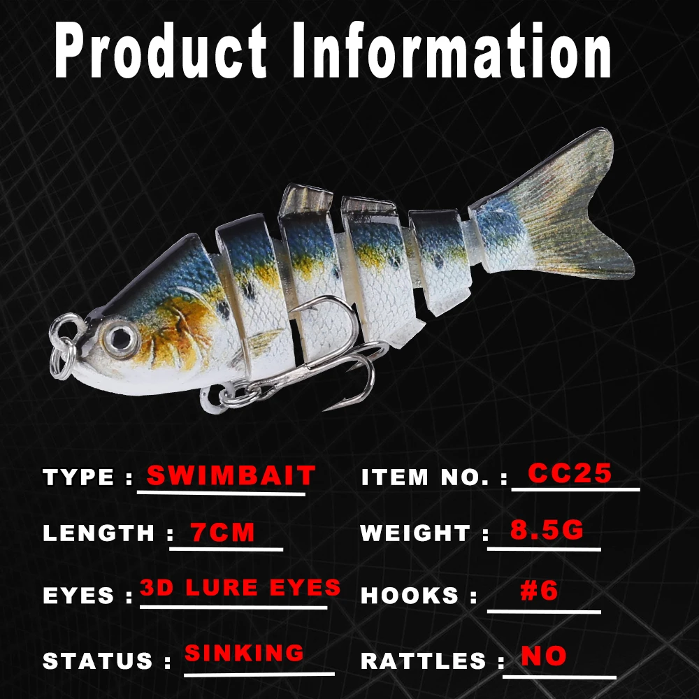 AYWFISH 2 Sizes Bass Fishing Lures Lifelike Action 6 Segments Sinking  Artificial Bait Jointed Mini Swimbait Small Fish Wobbler - AliExpress