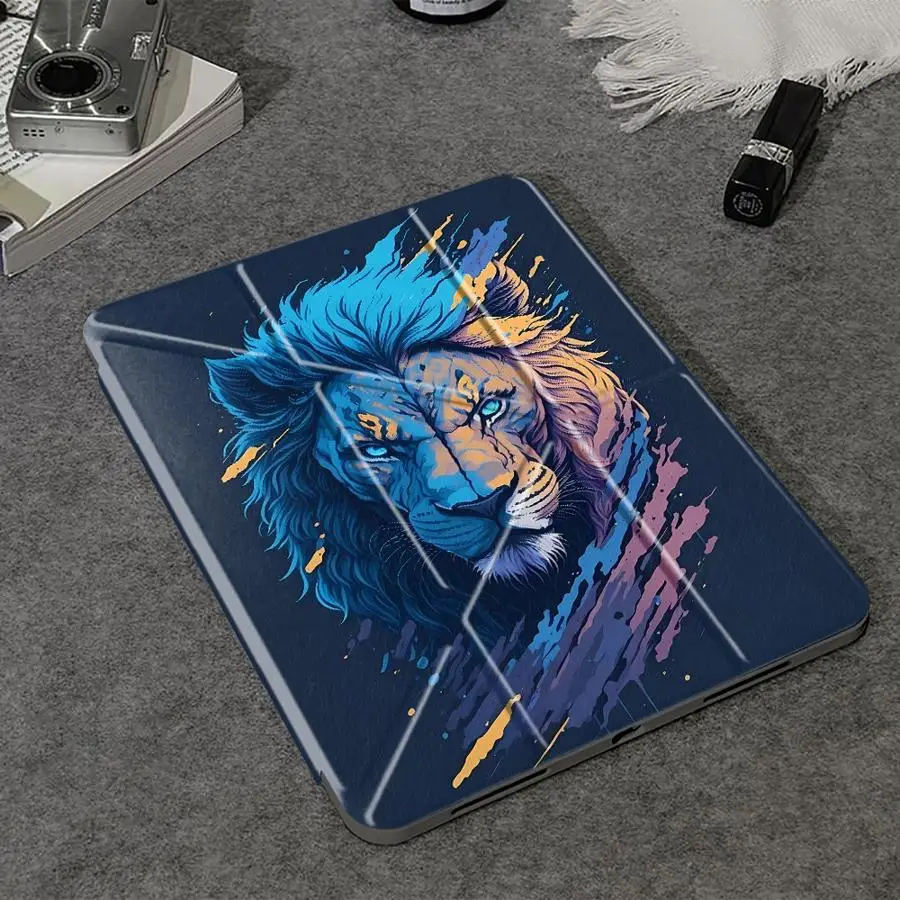 Abstract Lion Tablet Case with Holder and Cover, Compatible with Multiple Sizes