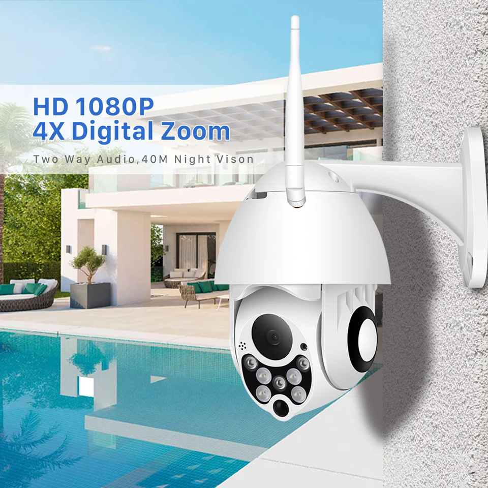 1080P HD Outdoor PTZ Wifi Security Camera