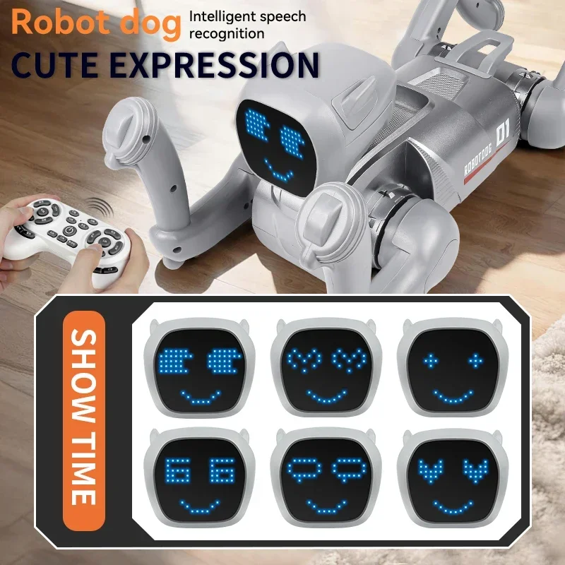Cane Robot Intelligente AI, Controllo Vocale con Funzione Wake, Azioni Programmabili, Oltre 30 Movimenti, Espressioni LED, Batteria da 60 Minuti per Bambini - immagine 5