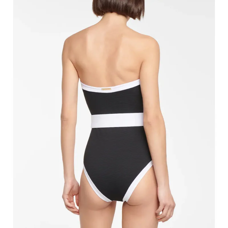 Women Cutout One-Piece Swimsuit Solid Color Waist-belted Ruffled Swimwear High-end Swimsuit Fashion Bikini Beachwear