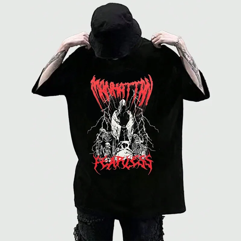 

Death Skull Graphics Men T-shirt Male Hip Hop Fashion Rock Clothing Round Neck T Shirts Men's Vintage Oversized TShirt S-XL
