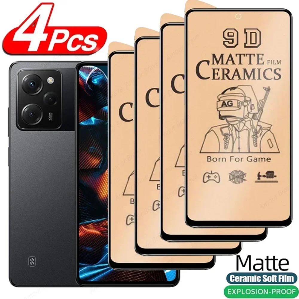 

4 шт. матовая керамическая пленка для защиты экрана для Poco X5 Pro 5G F4 GT X4 M4 M3 M5 X3 Pro F3, Защитная пленка для Xiaomi Poco X5 Pro