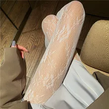 

Hollow Fishnet Socks Spring Summer and Autumn Skull Spider Web Pure White Stockings Sexy Black Silk