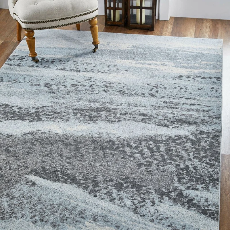 

Area Rug Living Room Carpet Blue Gray Abstract Mist Modern Home Bedroom Decor