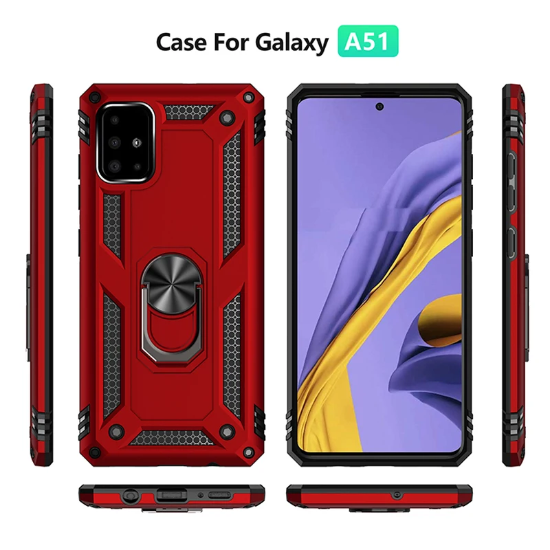 Shockproof Bumpers Armor Case For Samsung Galaxy S24 S23 S22 Ultra S21 S20 FE 5G S8 S9 S10 Plus Note 20 10 Metal Ring Cover