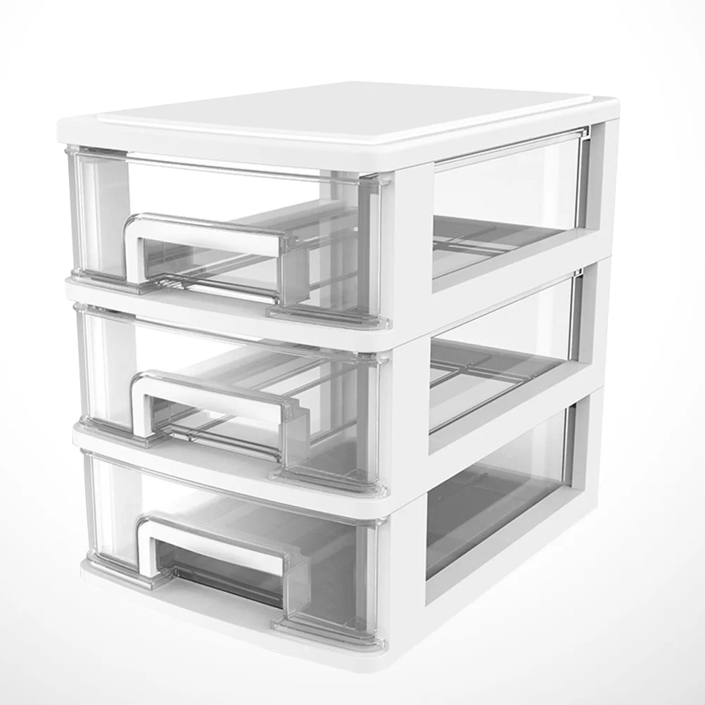 

Three-Layer Storage Cabinet Plastic Storage Drawers Clear Desktop Storage Case Multifunction Storage Rack Sundries