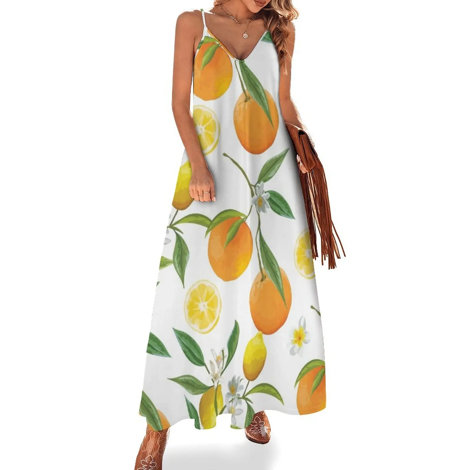

Lemons and oranges Sleeveless Dress luxury dresses dress for women Dress for girls party evening elegant luxury celebrity