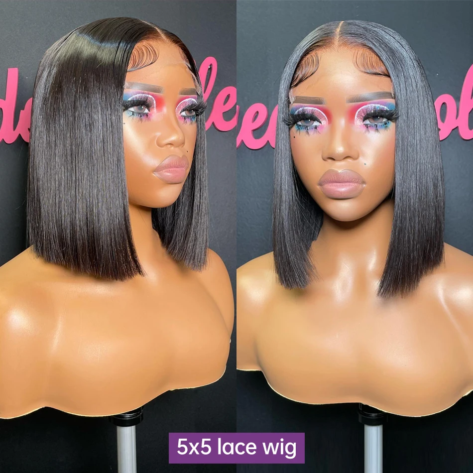 10 14 Inch 13x4 13x6 Bone Straight Lace Frontal Human Hair Wig Pre Plucked Brazilian Remy Short Bob Wig For Women