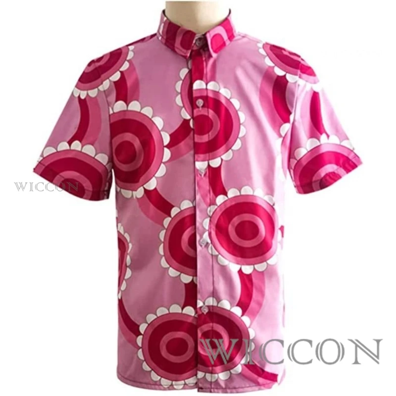 Костюм для косплея Sanji из аниме для мужчин, модный розовый Повседневный Топ с короткими рукавами для косплея, праздничная повседневная одежда