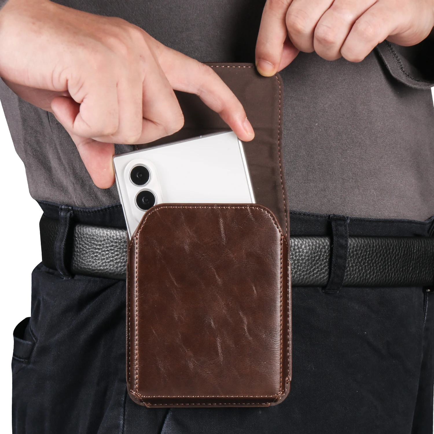 Durable Lightweight Crazy Horse Style Wallet Phone Case Pouch