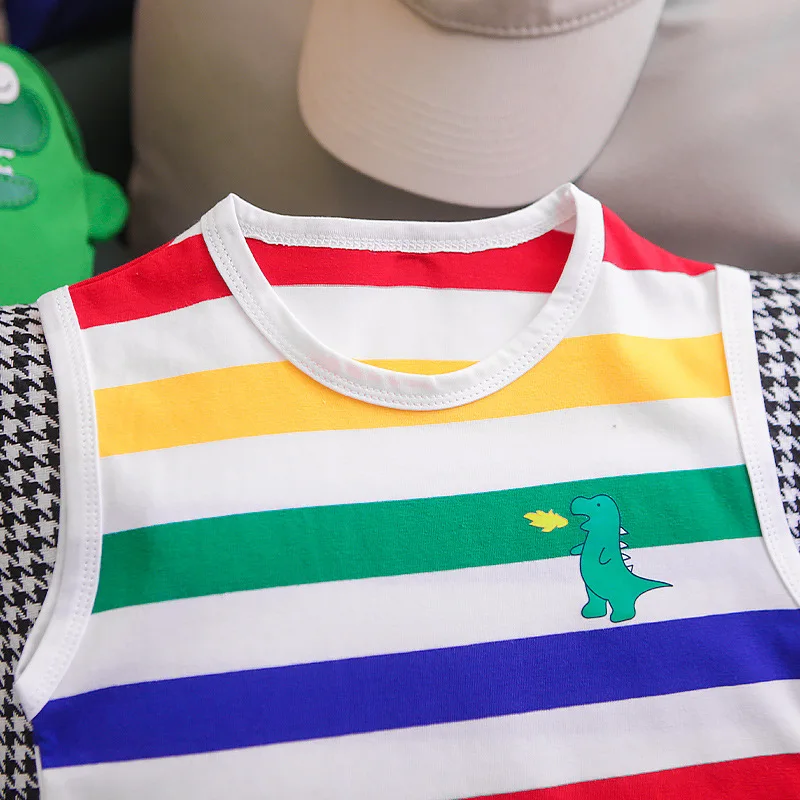 LJW 2022 Cartoon infant Suits Baby Clothing Set for Boys Girls Cute Summer Casual Clothes Set Striped Top+Shorts Kids Clothes Baby Clothing Set near me