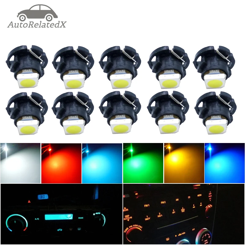 10x Blue T4.7 Wedge LED Bulbs – For Dash Instrument Panel & Climate Control Lights – 12V 0.5W