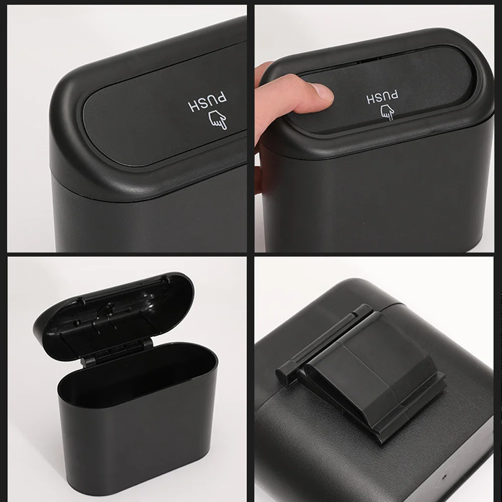 Car Trash Bin Hanging Vehicle Garbage Dust Case Storage Box Black Square Pressing Type Trash Can Auto Interior Accessories car trash can