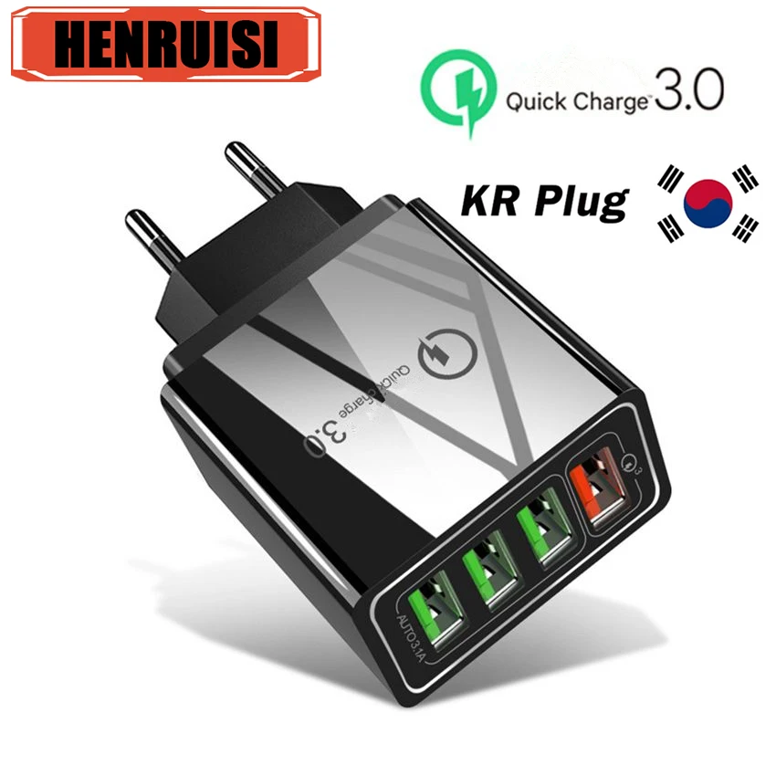 Cellphone adapter power adapter power charger Mobile phone chargers quick charge QC 3.0 USB charger Tablet iPhone 15 14 13 Huawei Samsung Xiaomi iPad 4 port fast charging