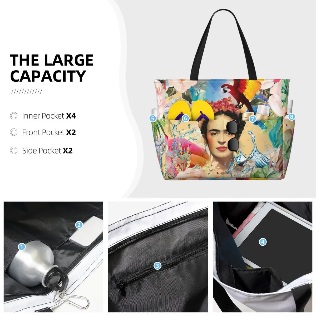 Large travel bag, waterproof beach bag, Like F-Frida Pool, gym tote or camping bag 3