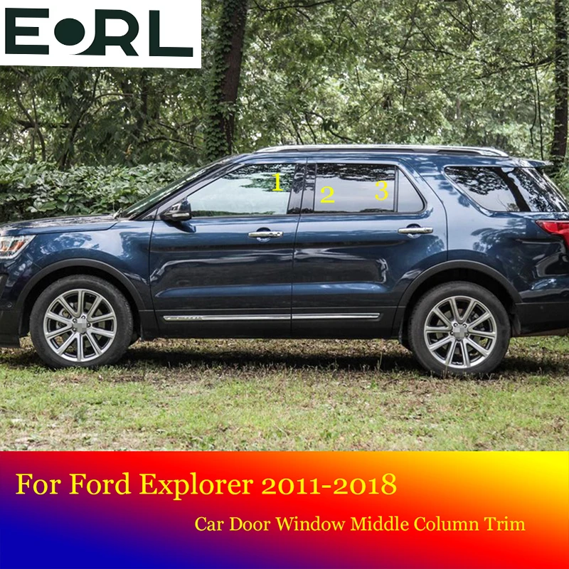 

For Ford Explorer 2011-2018 Car Black Mirror Middle Column PC Window Trim B C Pillar Strip Sticker Accessories 6pcs