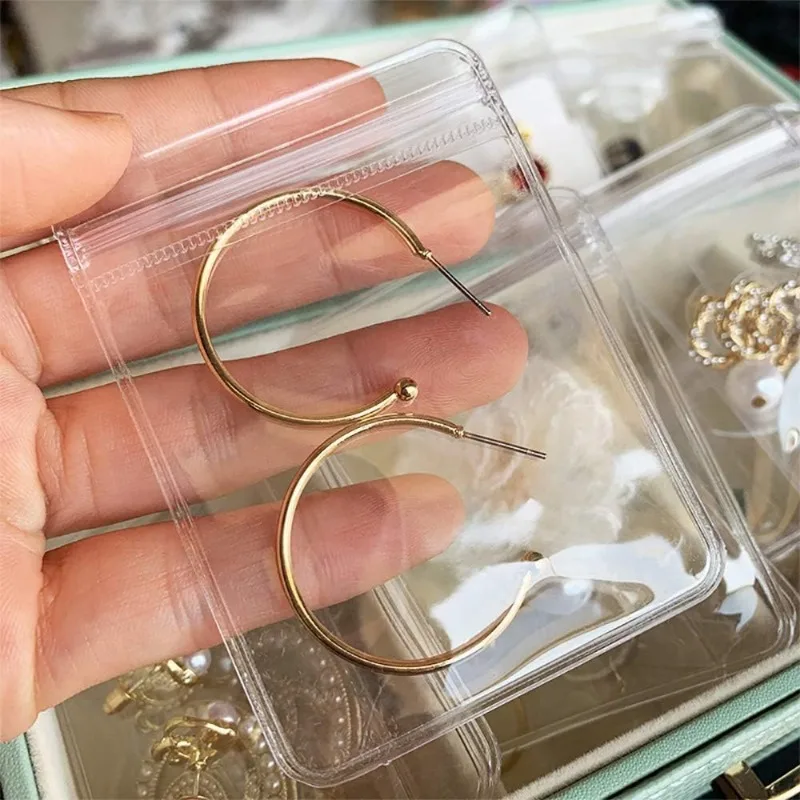 Jewelry Bags 100/10pcs Transparent PVC Anti-Oxidation Self Sealed Storage Bag Rings Earrings Necklace Display Packaging Pouches