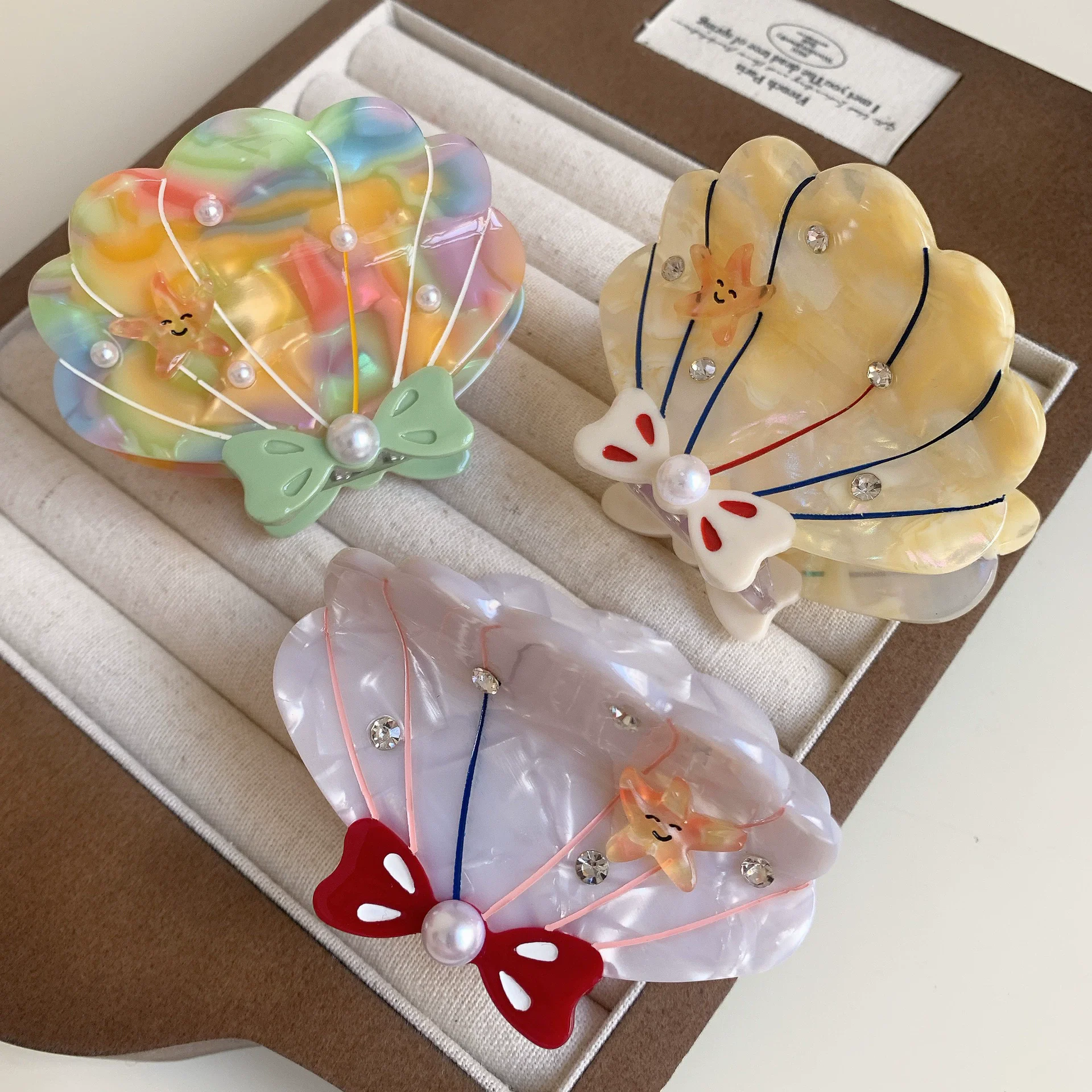 Delicate And Cute 8CM Shell Pumpkin Shape Grab Clip Smiley Starfish Acetic Acid Hairpin Advanced Hair Styling Shark Clip