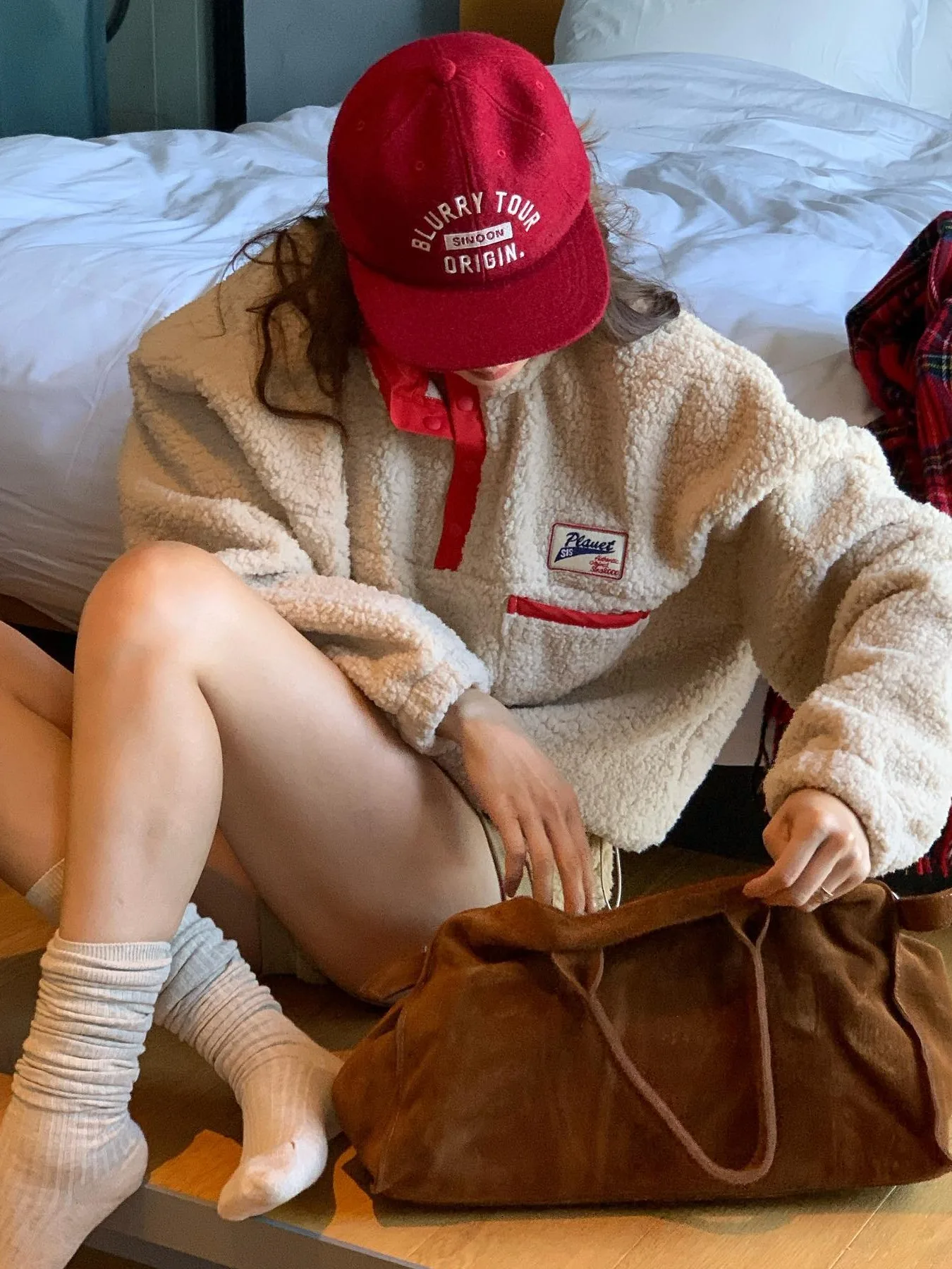 Retro Chic Long Sve Lamb Fur Sweatirt Women's Casual Design Collar Letter Label Autumn Winter Street Sle Commute Faion