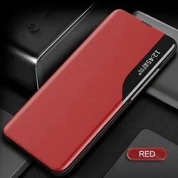 Enhanced Smart View Flip Phone Case - Stylish and Protective Book Cover s Coque Capa for Honor 70 Lite (Red)