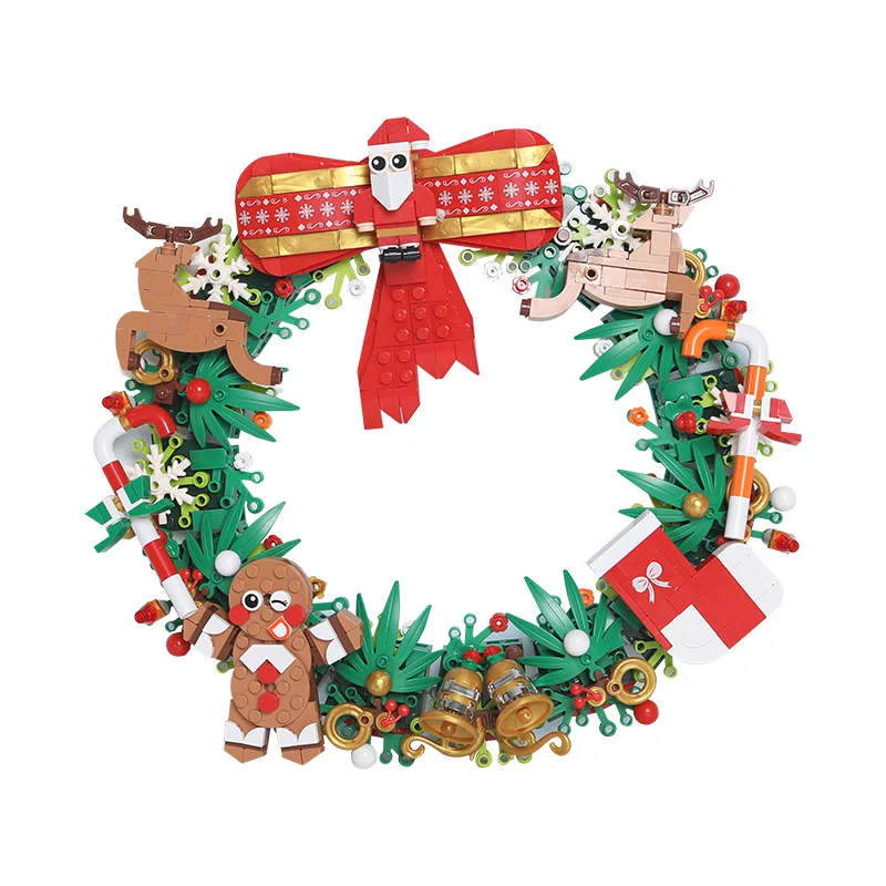 

New living room decorations, Christmas wreath, Christmas tree, music box assembly, building blocks, living room three-dimensiona