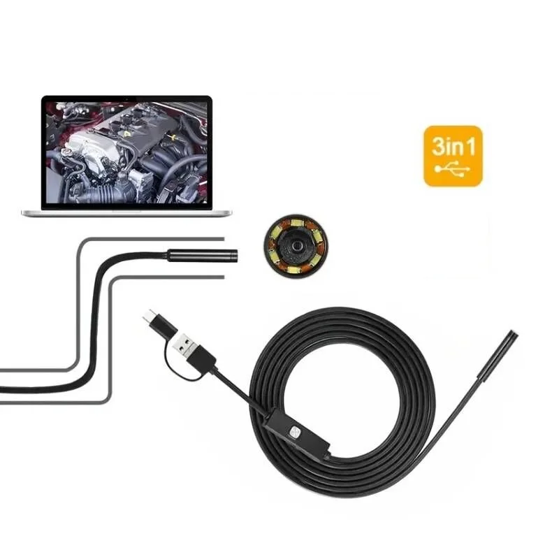 뱀 하수도 산업용 파이프라인 내시경 카메라, 자동차 검사 내시경, HD200W, 720P, 3IN1, USB-PC 적합