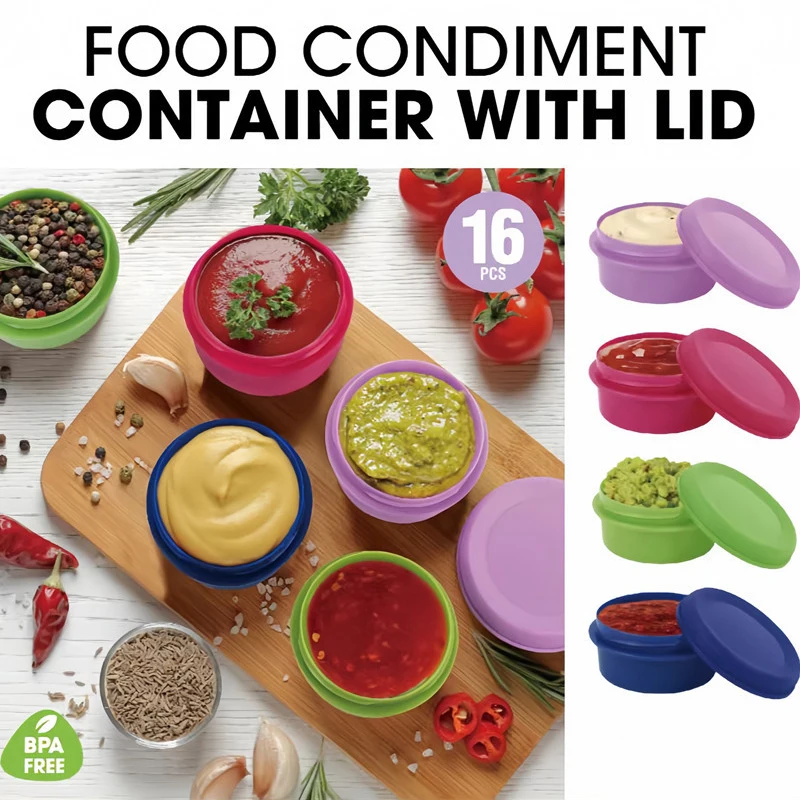 

8pcs/Set 80ml Plastic Takeaway Sauce Cup Containers Food Box with Lids Pigment Paint Box Palette Reusable