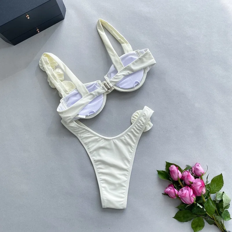 Sexy Women's 3D Flower Design Swimsuit Bikini Sets Bathing Wear