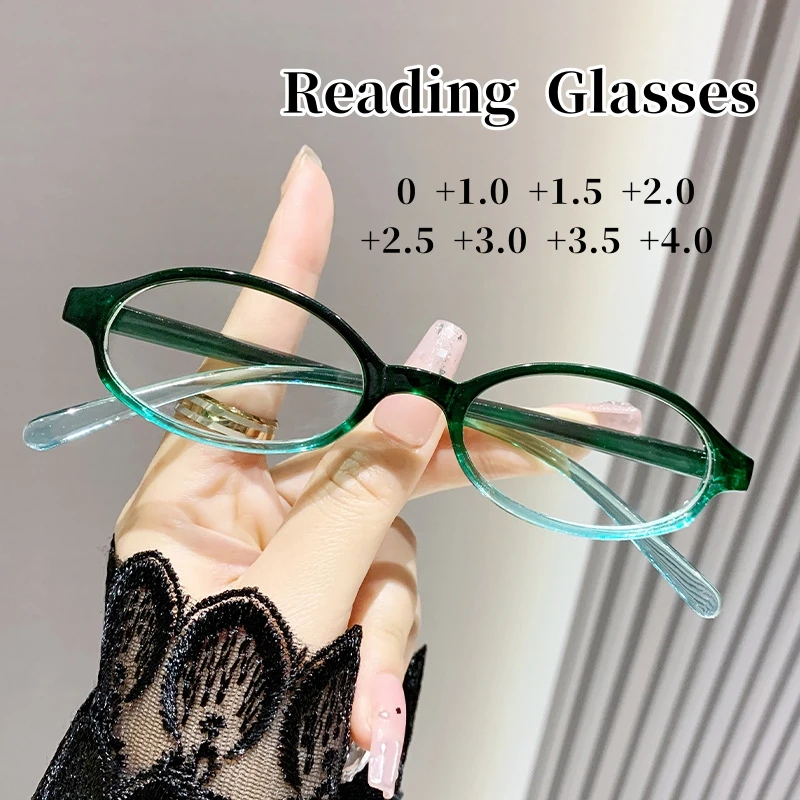 

4 Colors Fashion Reading Glasses for Women Men Trendy Oval Round Frame Far Sight Eyeglasses Retro HD Lens Presbyopia 0 To+4.0