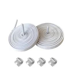 Easy - Fit Elastic Shoelaces: 8MM Wide Flat No - Tie Quick Lacing System - 100cm (White)