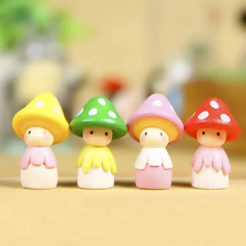 4 Pcs Mushroom Microscopic Bonsai Plant Decoration Garden Decoration Decoracion Hogar Resin Cabochon ornament crafts miniature figurines resin ornaments miniature ornament resin crafts mini mushroom ornament