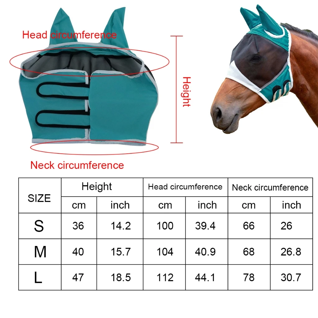 New Anti-mosquito Horse Hood, Multi-size Breathable Horse Mask, Suitable for Small, Medium Large Horses, Pasted to Prevent Mosqu