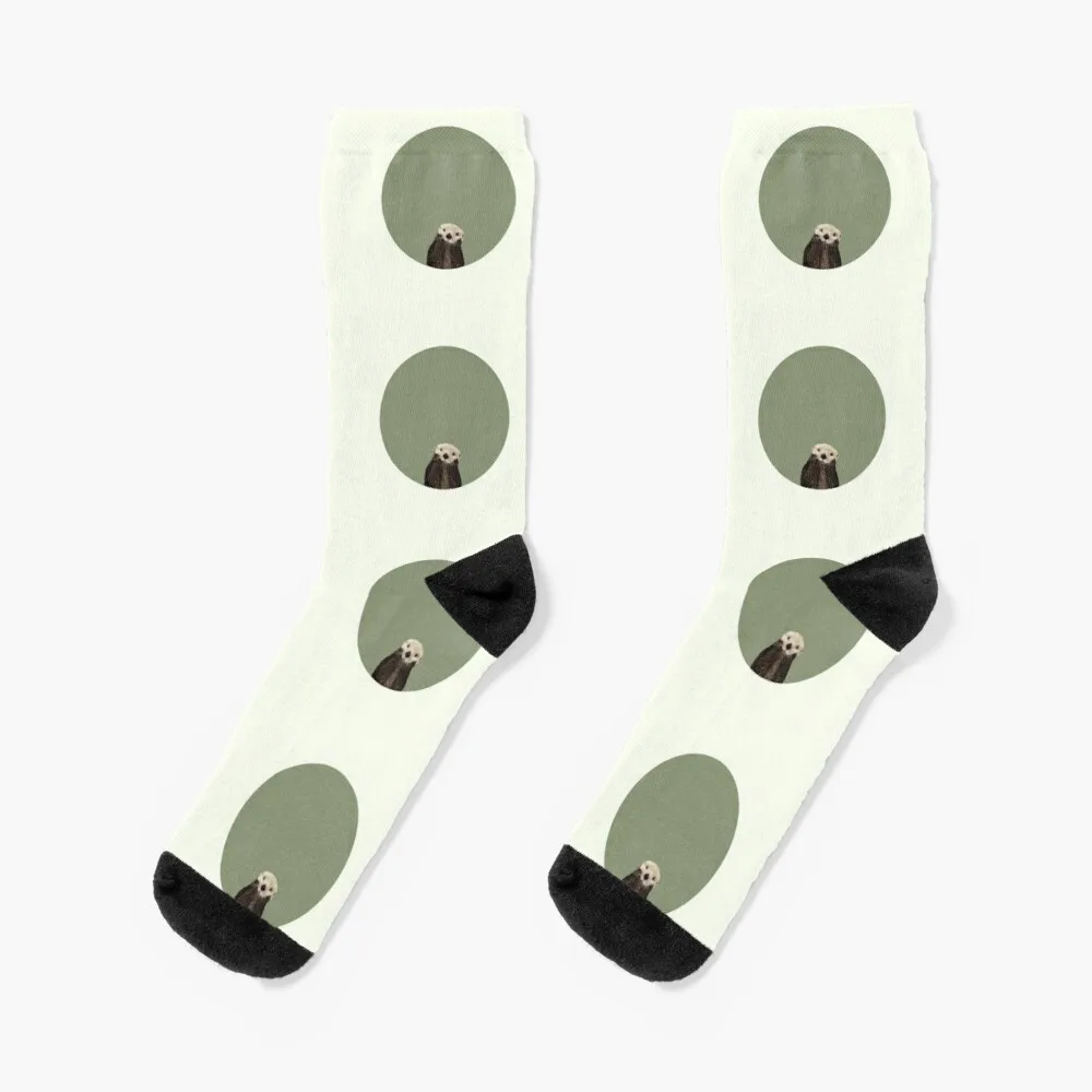 

Cute Sea Otter on Sage Green Solid. Minimalist. Clean. Coastal. Adorable Socks Happy Socks Men