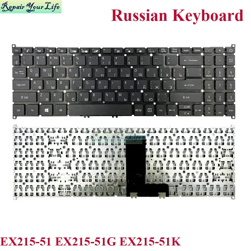 Russian RU/RUS Keyboards for Acer Extensa 15 EX215-51 EX215-51K
