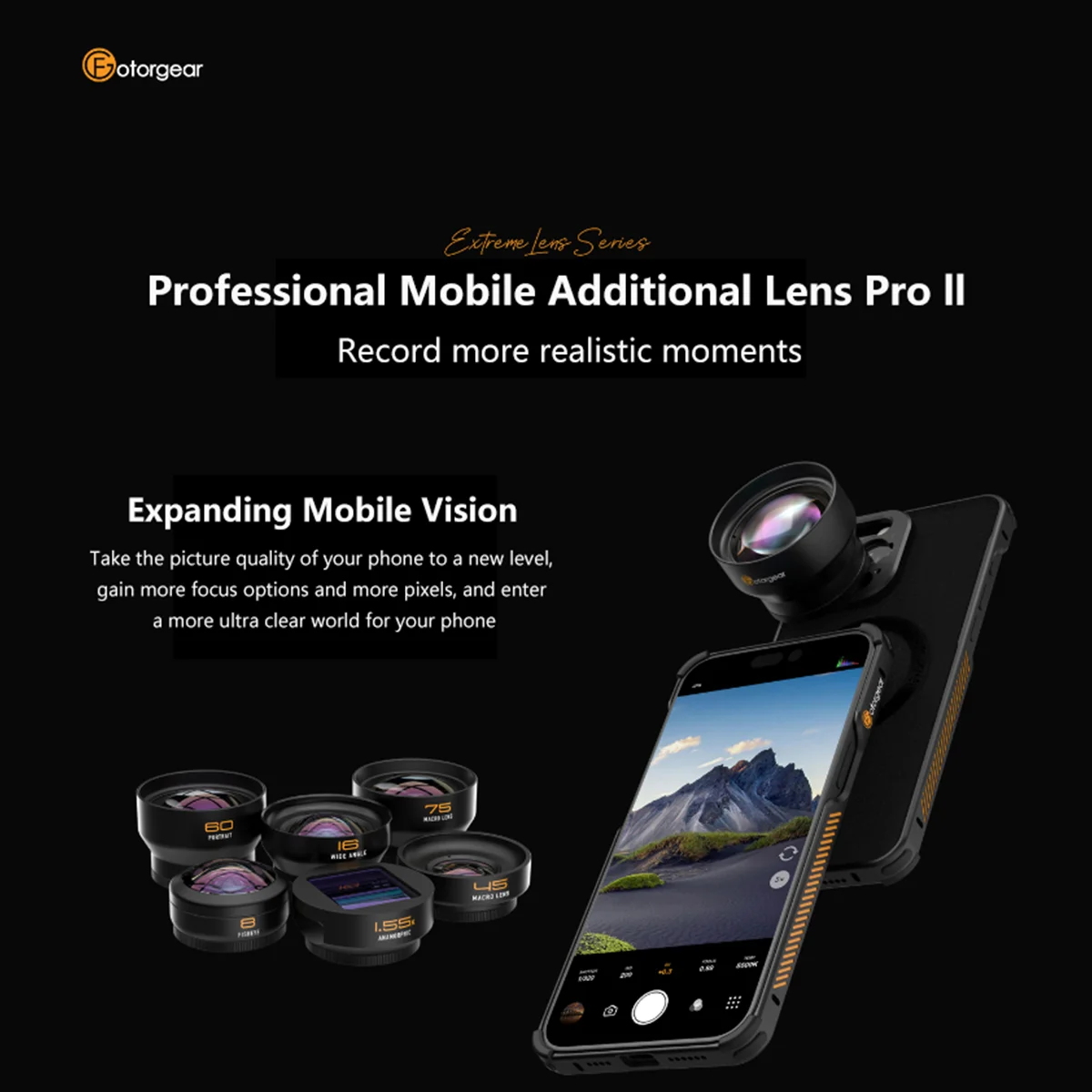

Объектив для фотоаппарата Fotorgear мобильный телефон Pro ll с Т-образным креплением 16 мм, ультраширокоугольный объектив 8 мм «рыбий глаз» 45 мм/74 мм, макрообъектив и переходное кольцо