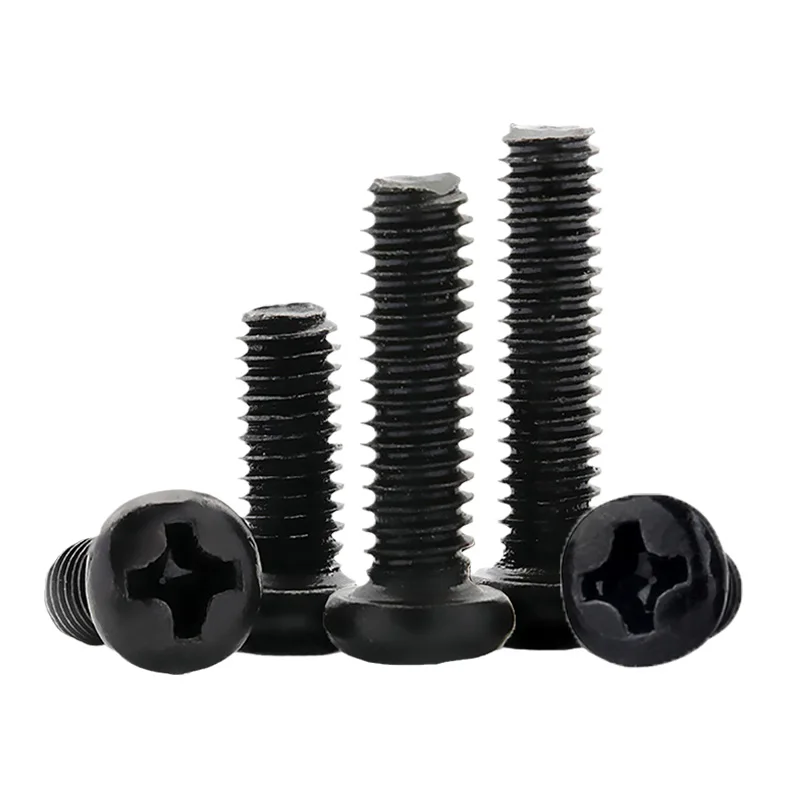 Carbon Steel Screw Mini Micro Cross Phillips Pan Round Head For M1 M1.2 M1.4 M1.6 M2 M2.5 M3 M3.5 M4 Black Length = 2-30mm 50Pcs carbon steel screw