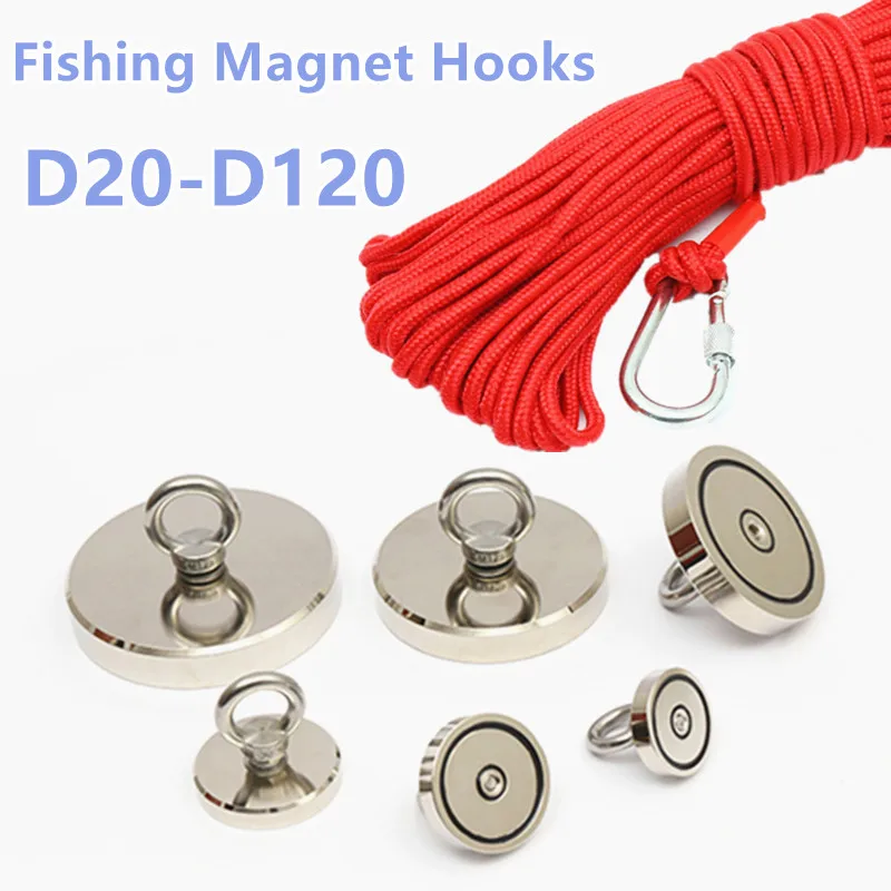 Heavy Duty Rare Earth Neodymium Magnet Hooks Strong Search Magnetic Hooks with Countersunk Hole Eyebolt for Treasure Hunt Home