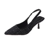 Sandales à talons hauts pointus bleu sel de mer pour femmes, chaussures simples à demi-tête creuse au dos, chaussures décontractées polyvalentes à la mode 5