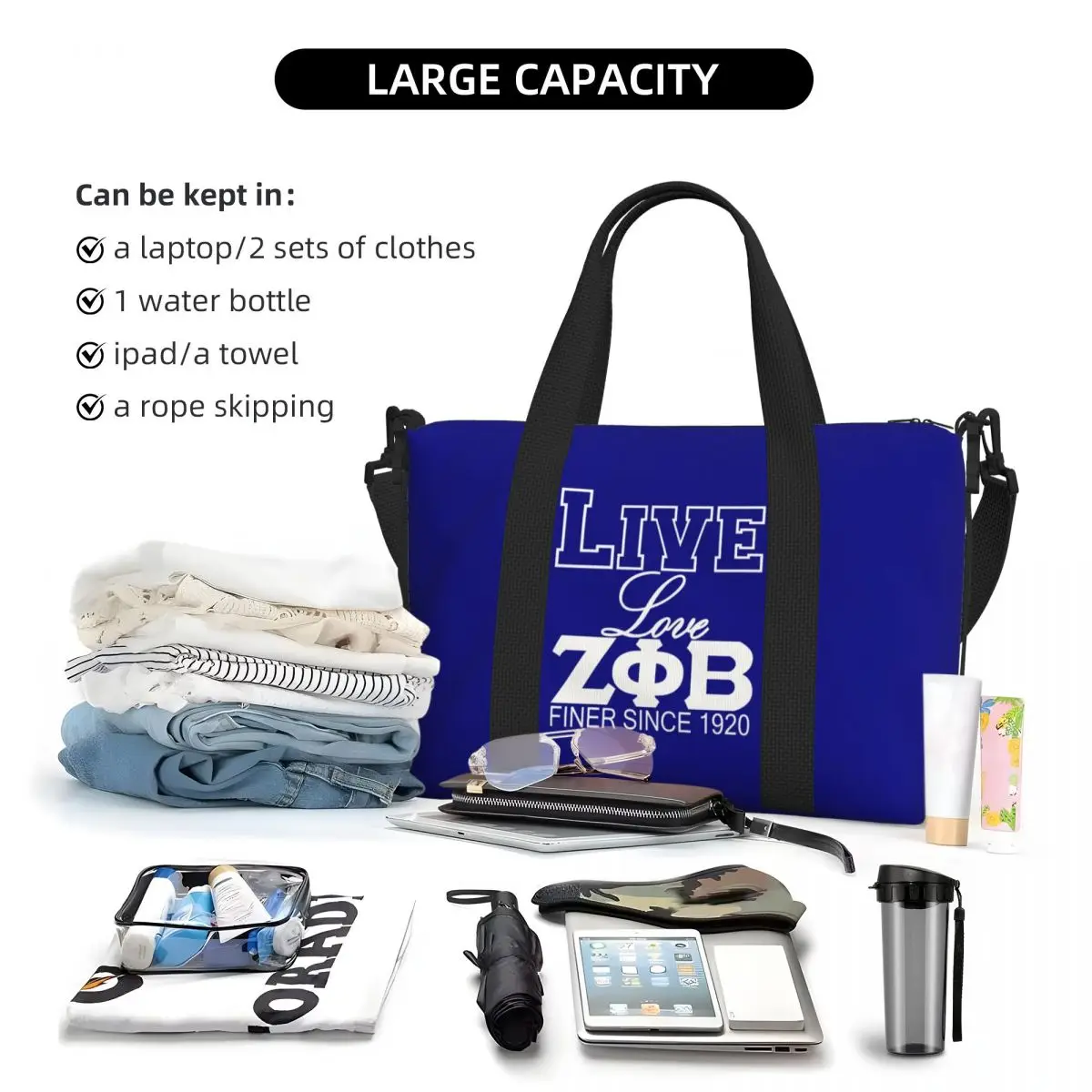 Live Love ZPB 1920 Grocery Tote Shopping Bags Women Big Capacity Zeta Phi Beta Greek Letter Beach Gym Travel Bags