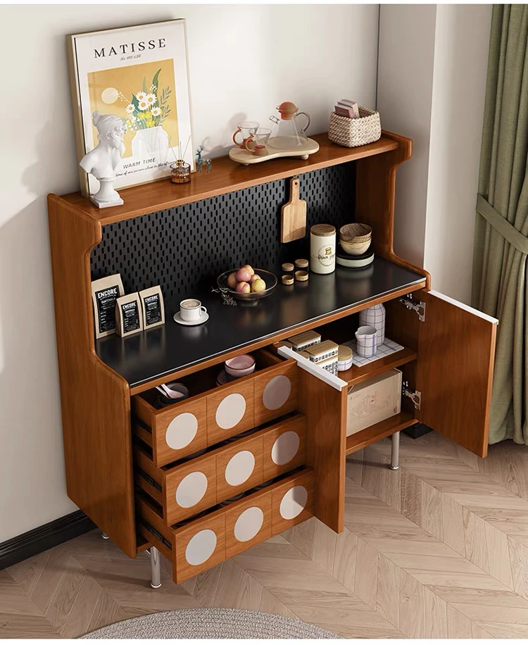 France Solid Wood Sideboards Rock Plate Nordic Luxury Design Kitchen Cabinet Chest of Drawers Display Dining Room Furniture FYSB
