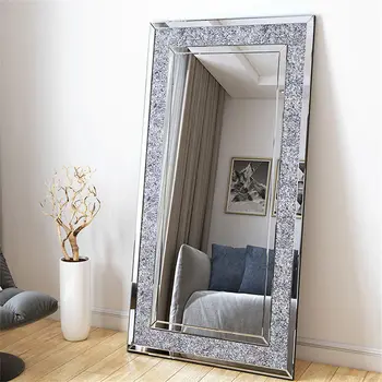 Large Decor Mirrors Rectangle Venetian Wall Mirrors Polished Crush Crystal Diamond Edge 120x60x2.5cm for Living Room Hallway 3