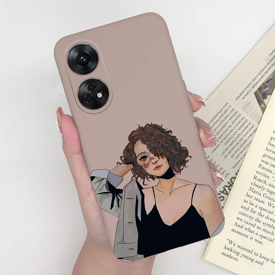 Fashionable Heart & Flower Cat Design Silicone Shockproof Phone Case - Frosted Back Cover