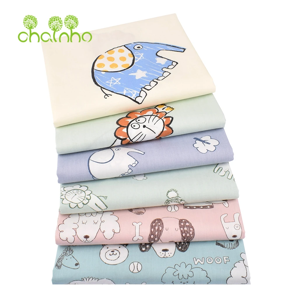 Chainho,Printed Twill Weave Cotton Fabric,DIY Sewing Quilting Material,Patchwork Cloth,Cartoon Series,2 Specification,CC181